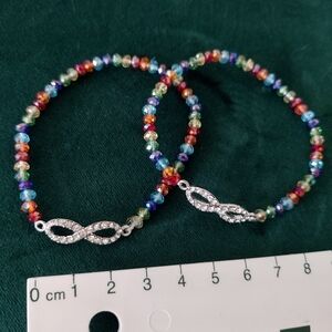 3/$20 Set of 2 Colorful Crystal Infinity Stretch Bracelets